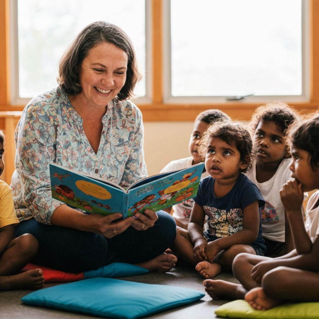 Teacher reading to children